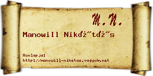 Manowill Nikétás névjegykártya